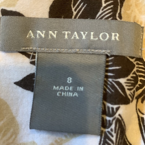 ANN TAYLOR Earth tone Neutral Pleated Midi Skirt Cream Cottagecore Sz 8 - Picture 8 of 14